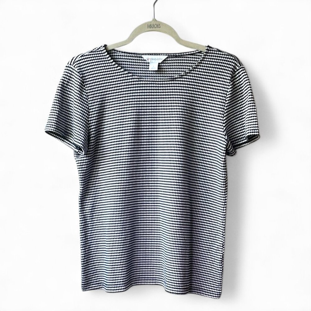 NWOT Liz Claiborne Women Tops Tees Black and White Short Sleeve Size S